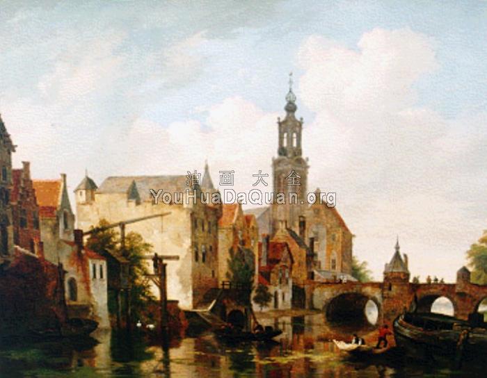 Stad aan een rivier - 巴斯勒莫斯·约翰内斯·范·霍夫